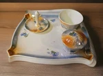 Antique Porcelain Lusterware 4PC Vanity Set Tray Ring Holder Bowls Foreign Mark. Fixed Price $40.00.