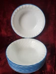 Corelle Corning Blue Velvet Rose Scalloped Edge Soup Cereal Bowls Set Of 8. Fixed Price $60.00.
