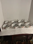 Set Of 8 Porcelain Asian Rice Soup Bowls 7 Spoons Beautiful. Fixed Price $19.99.