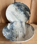Set Of 2 Intesa Home 9.5" Porcelain Pasta Dinner Bowls Gray Blue Marble IHM4. Fixed Price $30.00.