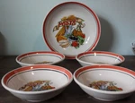 Himark Tre Ci Set Of 4 Pasta Bowls + Serving - Made Italy, Red/green. Fixed Price $64.99.