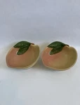Peach Bowls Hand Painted Majolica Portugal Fruit Block Molde Pair Of 2. Fixed Price $32.95.