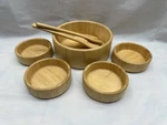 Vintage Winsome Salad Bowl Set 7 Pcs Natural Hardwood Blond Finish. Fixed Price $23.99.