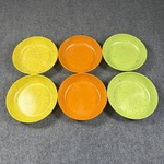 Zak Designs Yellow Orange Green Confetti Melamine Pasta Salad Bowls Set Of 6. Fixed Price $70.00.