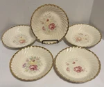 Vintage Set Of 5 Royal China -quban Cereal Soup Salad Bowls Floral 22K Gold 8". Fixed Price $34.99.