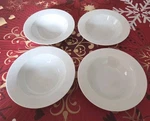 Pier 1 Imports Luminous All White Porcelain 8-3/4" Rim Soup Bowls Set Of Mint!. Fixed Price $29.95.