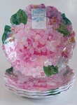 Set / 4 Melamine Shallow Bowls Floral Pink Hydrangea 8.5" Vibrant Colors, New. Fixed Price $49.99.