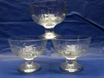 Set 3 Pasabahce Circle Turkey Art Of Glass Fruit Design Sherbet Dessert Bowls. Fixed Price $6.60.
