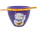 Bop Purple Lucky Cat Japanese Dinner Set 16-OUNCE Ramen Bowl, Chopsticks. Fixed Price $19.99.