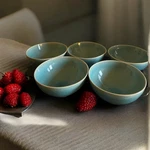 5 West Elm Light Blue Organic Alta Reactive Crackle Finish Soup Cereal Bowls. Fixed Price $99.95.