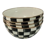 Mackenzie Childs Courtly Check Small Enamel Everyday Bowls 7.75 Inch Set Of 4. Fixed Price $215.00.