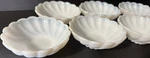 Set Of 6 Hazel Atlas Alpine Colonial Swirl White Milk Glass 5" Bowls. Fixed Price $150.00.