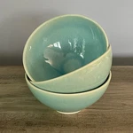 Three West Elm Lt. Blue/green Organic Alta Reactive Crackle Soup Cereal Bowls. Fixed Price $42.75.