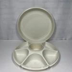 Tupperware Vegetable Dip Snack Relish Divided Serving Tray W/lid 1665-5 1667-7. Fixed Price $19.97.