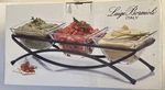 New Luigi Bormioli Tuscan 3 Pc Condiment/bowl Set With Wrought Iron Carrier. Fixed Price $20.50.