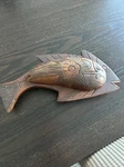 Vintage Hand Carved Wood Carving Old Fish Serving Tray Bowl Exotic Dish With Lid. Fixed Price $24.98.