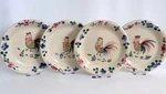 Gibson Rooster Set Of Dinner Plates - Handpainted Country Floral HMQ42. Fixed Price $45.00.
