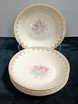 Vtg Royal China Heritage 8" Salad/soup Bowls Floral Lace 22-K-GOLD Set Of 6. Fixed Price $29.95.