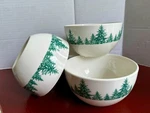 Set Of 4-ROYAL Norfolk White Christmas W/green Trees Snow Cereal/soup Bowls. Fixed Price $27.99.