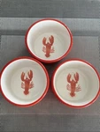 Crate & Barrel Harbor Lobster Butter Bowls, Cups, Set Of 3, 3.5 Diameter. Fixed Price $18.00.