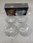 New Vtg 4 Set Home Beautiful Rose Pearl Frost Clear Glass Dessert 5. Fixed Price $27.99.