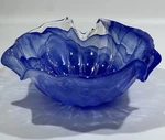 Vtg Vietri Onda Glass Cobalt Centerpiece Bowl 4" Tall 9" Wide Decorative Dish. Fixed Price $125.95.