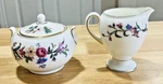 Wedgwood Devon Sprays Bone China Globe Creamer & 146 Sugar Bowl W/ Lid W4076 Euc. Fixed Price $47.77.