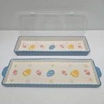 Temp-tations Old World Egg Hunt Easter 14" Tarte Bakeware Pan Lid Tray Cover Qvc. Fixed Price $39.99.