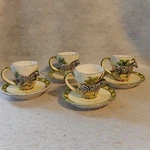 Set 4 Cups Saucer Intu-art 3D Hand Painted Zebra African Pottery Demitasse 8 Pc. Fixed Price $99.95.