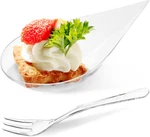 100CT 4 Inch Tear Drop Mini Appetizer Plates, With Tasting Forks, Reusable. Fixed Price $23.96.