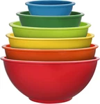 6 Piece Plastic Mixing Bowls Set, Colorful Serving For Kitchen, Ideal. Fixed Price $38.23.