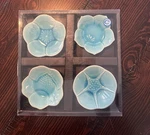 Teal Glass Flower Condiment Dip Prep Mini Bowl Set Of 4 Global Home. Fixed Price $18.00.