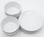 Ikea Syntes White 12011-1 Stoneware 8" Salad Plate, 5.75" Cereal Bowl *select*. Fixed Price $8.00.