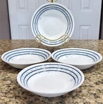 Churchill Queens Sieni Dapple Coupe Bowls Blue Speckle Set 7-3/4 Earthenware. Fixed Price $39.00.