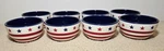 Pier 1 Ice Cream Bowl Individual Dip Dishes Red White Blue Stars Stripes Set 8. Fixed Price $80.00.