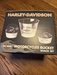 Harley Davidson Motorcycles Bucket Snack Set With Bowls. Fixed Price $20.00.