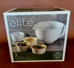 5 Piece Gibson Elite Gracious Dining Set, 2QT Batter Bowl 4 8 Oz Ramekins, New. Fixed Price $16.50.