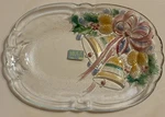 Vtg Mikasa Festive Bells Oblong Platter 10 1/4" Pressed Glass WY160/349 New. Fixed Price $7.25.