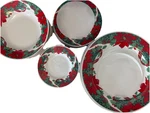 Poinsettia Holiday Christmas Gibson Designs Plate Cereal/soup Bowls 30PCS +. Fixed Price $119.00.