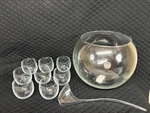 Libbey Selene 10-PIECE Punch Set Bowl, 8 Glasses, Ladle, Original Box. Fixed Price $21.79.