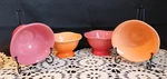 Lot Of 4 Crate & Barrel Pink Peach Ombre Scalloped, Footed Bowls. Fixed Price $28.00.