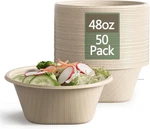 Large Disposable Heavy Duty Paper Bowls Made From Sugarcane & Bamboo Fiber. Fixed Price $27.75.