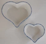 Set Of 2 Jay Imports Ceramic Heart Shaped Nesting Serving Bowls White And Blue. Fixed Price $9.99.