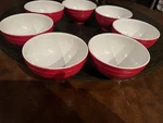 Set Of 7 Emile Henry France Cereal Soup Bowls 21.21 Cerise Red Modele Depose. Fixed Price $115.00.