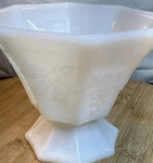 Vintage Anchor Hocking Milk Glass Pedestal Bowl Grapes Footed Compote Fruit. Fixed Price $12.99.