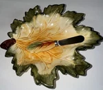 Vtg Fitz And Floyd Courtyard Dip Bowl Spreader Leaf Pattern 7 1/4X. Fixed Price $19.00.