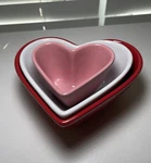 Chantal Heart Shaped Measuring Cups Set Of 3. Fixed Price $12.00.
