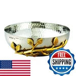 Elegance Golden Vine Hammered Stainless Steel Salad Bowl, 6.5-INCH, Silver/gold. Fixed Price $53.42.