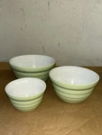 (3) Crate & Barrel Parker Beehive Lime Green Ribbed Mixing Nesting Bowls Set. Fixed Price $89.99.