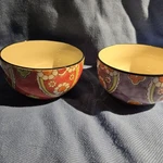 Pair Of Vagabond Vintage Ceramic Bowls With Hand-painted Floral Designs.. Fixed Price $15.00.